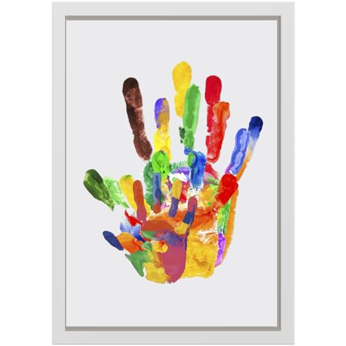Clear Family Handprint Kit DIY Handmade Keepsake Wooden Frame with 6 Paints Pen Eraser Paintbrush Non-Marking Nails Newborn Keepsake Baby Handprint and Footprint Kit for New and Expecting Parents