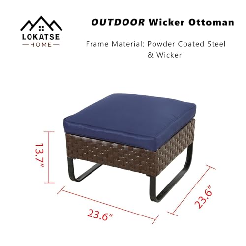 Image of LOKATSE HOME 2 Pieces Patio Ottoman for Garden Yard Deck Poolside, Blue