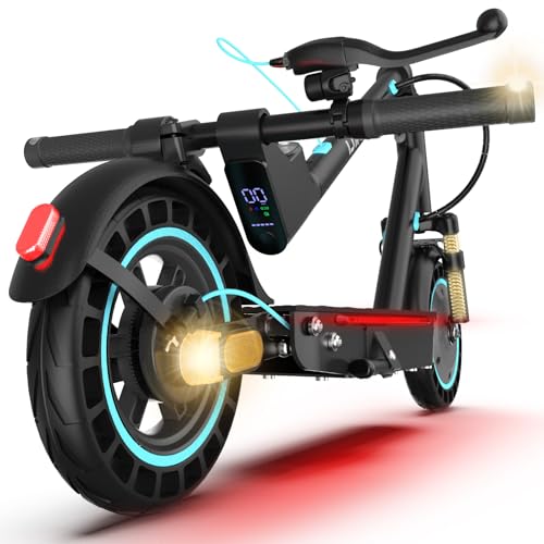 Electric Scooter for Adults, Foldable Commuting Scooter with Dual Suspension, Turn Signals, 650W Motor, 25 Miles Range, 10" Honeycomb Solid Tires, IP54 Waterproof