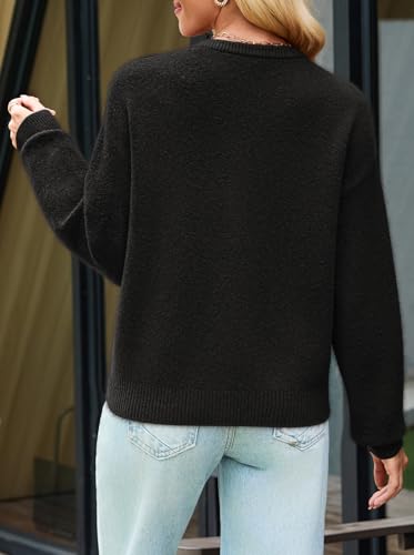 MEROKEETY Women's Long Sleeve Knit Cardigan Sweaters 2025 Fall Crewneck Button Open Front Jackets with Pockets4