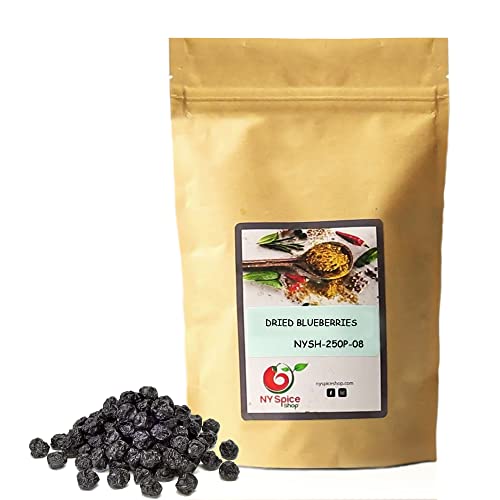 NY Spice Shop Whole Dried Blueberries - 8 Ounces Natural Dried Blueberries For Baking and Trail Mix - Traditional Pantry Dried Blueberries Fruit for Granola and Snacks