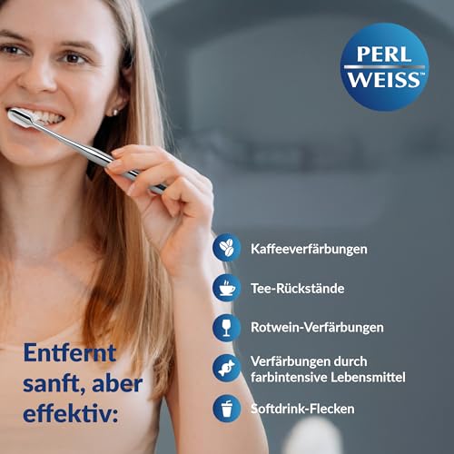PERLWEISS White & Gloss Whitening Zahncreme - für sofort sichtbare weißere Zähne & bis zu 2 Stufen heller in 1 Woche - mit Pro-Shine-Komplex & Zahnschmelzschutz zur Zahnaufhellung, 50 ml