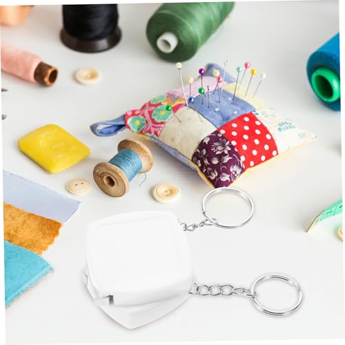 Cinta métrica mini blanca con llavero compacta de acero miniatura 5