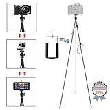 Phone Camera Stand Tripod, ZIPPOD 45 Inch Flexible And Compact Camera Tripod 10 Oz Lightweight Travel Tripod With Phone Tripod Mount Adapter For Iphone 6, Smartphone And DSLR Camera With Carry Bag