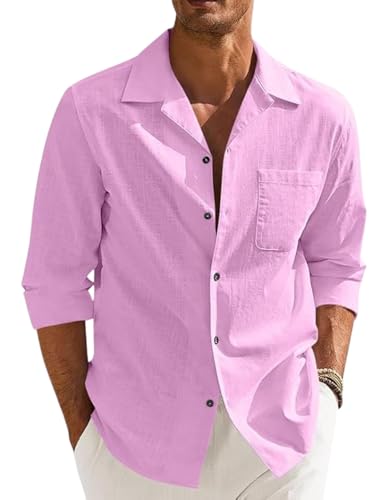 Image of Combo of Men's Casual Cotton Blend Shirt || Long Sleeve Button Down with Spread Collar | Lightweight Breathable Fabric | Stylish Solid Shirt for Beach, Office & Everyday Wear Pack of 2