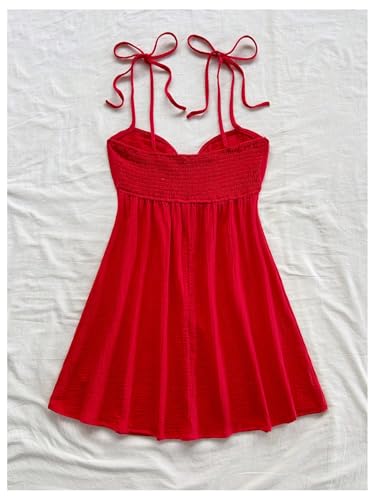 Image of SOLY HUX Women's Summer Cami Sun Dress A Line Tie Shoulder Y2k Cute Casual Short Mini Beach Babydoll Dresses