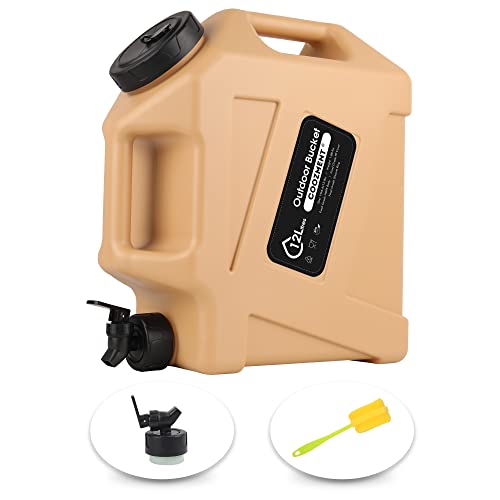 COOZMENT 3.2 Gallon (12L) Portable Water Containers with Spigot, BPA Free Water Jug, Off-white Water Tank, Multifunction Water Storage Containers for Camping Outdoor Hiking,Emergency Stroage,Drink