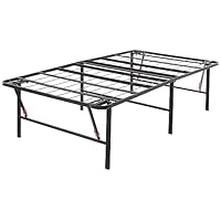 Amazon Basics Foldable Metal Platform Bed Frame with Tool Free Setup, 18 Inches High, Sturdy Steel Frame, No Box Spring Needed, Twin, Black