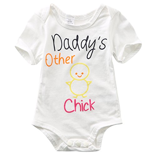 Image of Baby Girls Daddys Other Chick Funny Short Sleeve Bodysuit(0-6M) White