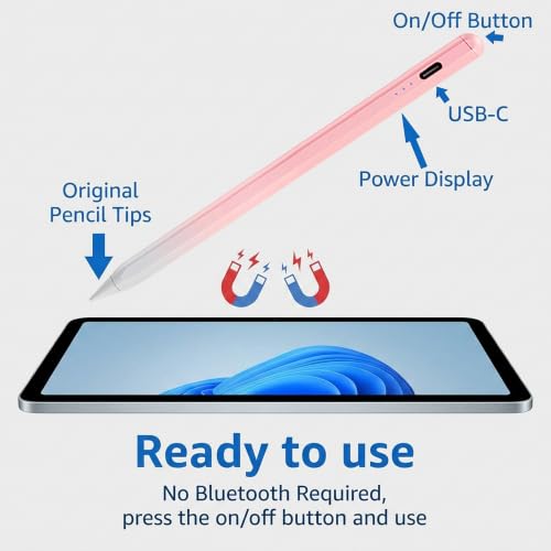Image of Stylus Pen for iPad 2018-2026, 3X Fast Charging iPad Pencil with Palm Rejection & Tilt Sensitivity, Apple Pencil Alternative No Bluetooth Required Compatible with iPad Pro Air Mini