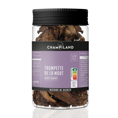 CHAMPILAND - Trompette de la Mort Séchée - Champignons Sylvestres Sélectionnés - Saveur Exceptionnelle - Riche en Protéines - Pot de 30 g