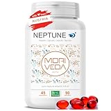 Moriveda NEPTUNE Capsules d’huile de krill, 90 softgels, réserve de 45 jours, avec Oméga-3 6 9 (EPA/DHA), antioxydants, vitamine E & choline, certifié MSC & durable