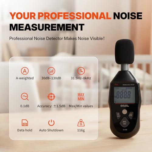 Image of BLACK CANYON Sound Level Meter - Digital DB Meter, Sound Decibel Meter, Decibel Reader, Noise Decibel Reader, 30-130dB, 30Hz-8kHz, A-Weighting,Auto Power-Off, LCD Display (Classic Black)