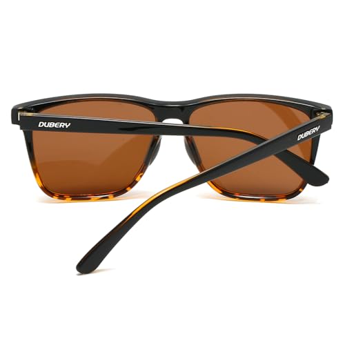 Image of DUBERY Retro Square Polarized Sunglasses for Men Women UV400 Protection Classic Trendy Sun Glasses D108
