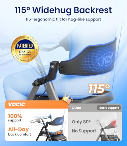 Image of VOCIC Z21 Rollator Walker for Seniors with Seat, 8 inch All Terrain, 350 LBS | Lightweight Foldable & Dual Height Adjustable for Seniors, Ergonomic Arc Seat&6 inch Ultra Backrest Provide Comfort, Black