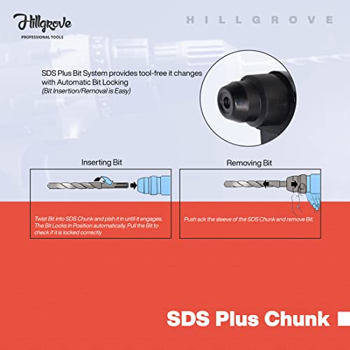 Image of Hillgrove HGHD26DG2 All Purpose Hammer Impact Drill Machine Forward /Reverse Rotaion with 5 Bits for Making Holes in Metal /Wood /Concrete Hammer Drill (26 millimeters Chuck Size, 1200 W)