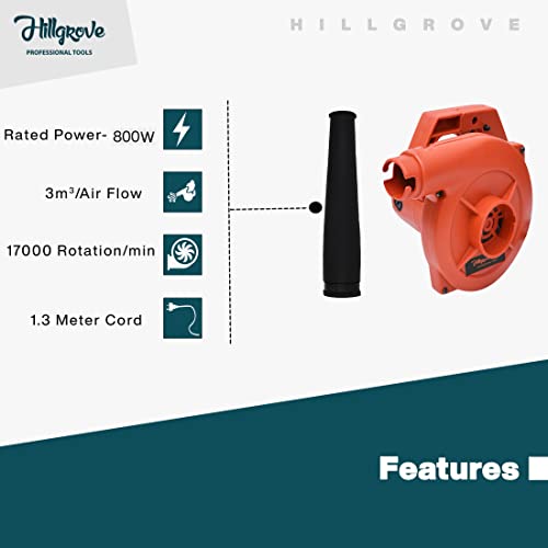Image of Hillgrove HGBLW3M4 Electric Air Blower and Suction Dust Cleaner 800W /18000RPM for AC /Computer /Home with Air Blower Machine Gun Dust Cleaning Forward Curved Air Blower (Corded Vacuum) Multicolor