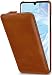 Produktbild StilGut UltraSlim kompatibel mit Huawei P30 Pro Hülle - Huawei P30 Pro Flip Case aus Leder, Klapphülle, Handyhülle, Lederhülle - Cognac