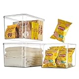 GUMEIGODA Clear plastic storage bins with LIDS-3packs,storage containers for snacks, cosmetics, books, dog food, Storage Organizer for...