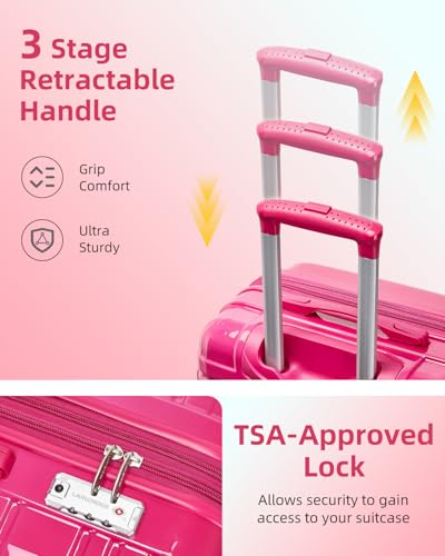 Image of LARVENDER Luggage Sets 6 Piece Hardside Expandable Suitcase with Wheels TSA Lock Double Spinner Wheels, PC+ABS Multicolor Lightweight Travel Luggage Sets for Women, Berry Sparkling