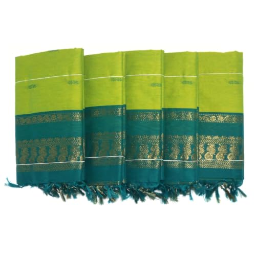 Image of Pure Kalyani Cotton Saree | Zari Border & Blouse Piece - Lata Gadwal Design | Traditional Saree