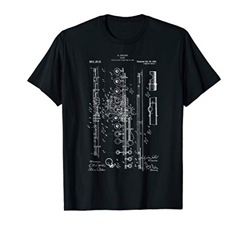 Funny Flautist gift Piccolo Instrument Flute Patent Graphic T-Shirt