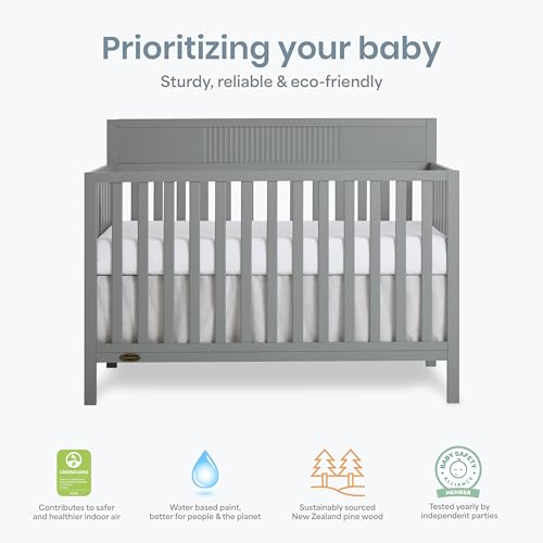 Image of Dream On Me Ivy 5-in-1 Convertible Full-Size Baby Crib in Seagrass, GreenGuard Gold & JPMA Certified, 3 Mattress Heights, Converts to Toddler, Day & Full-Size Bed, Safe & Stylish Nursery