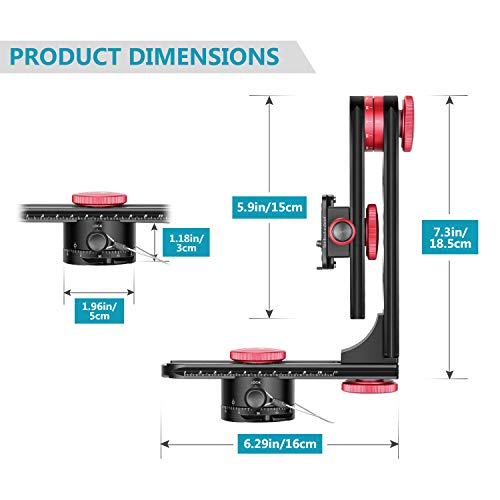 Neewer Tête de Trépied Support Gimbal Panoramique Alliage Aluminium avec Plaque Rapide 1/4 Pouce Standard et Etui,Charge Admissible 10kg Compatible avec DSLR Nikon Canon Sony - Image 3