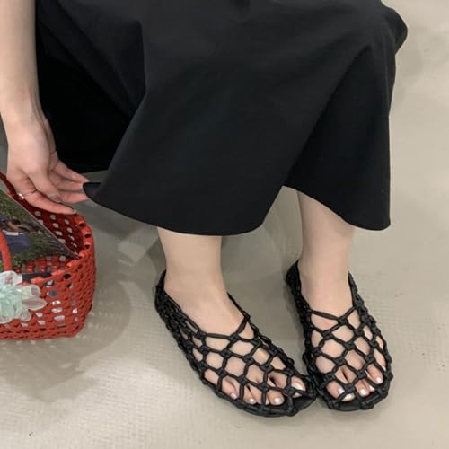 Jelly Mesh Ballet Flats for Women Upgraded New Woven Jelly Shoes Hollow Slip On Beach Sandals4