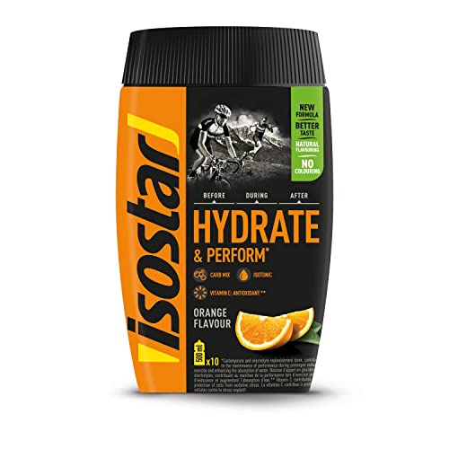 Isostar Hydrate & Perform Saveur Orange Poudre pour Boisson Isotonique, 10 Doses, 400 g
