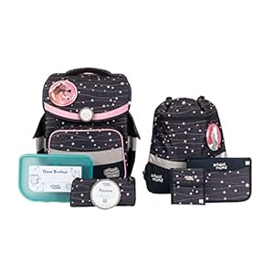 School-Mood Timeless Air+ Ella Pferd & Pony Schulranzenset 7-teilig 23 Liter, Leichtgewicht, standfest, wasserabweisender Stoff mit Reflektoren für die Grundschule