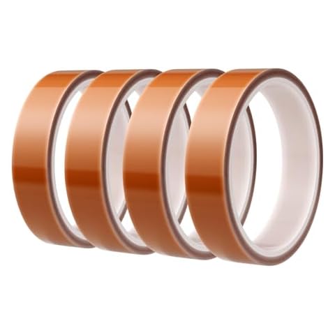 EENOUR 4 Rolls Heat Resistant Tape 10mm × 33m, High Temperature Thermal Tape, Up to 250℃ (482℉) for Sublimation Blanks Press and Heat Transfer Vinyl (HTV) - 432 Feet Overall Cover