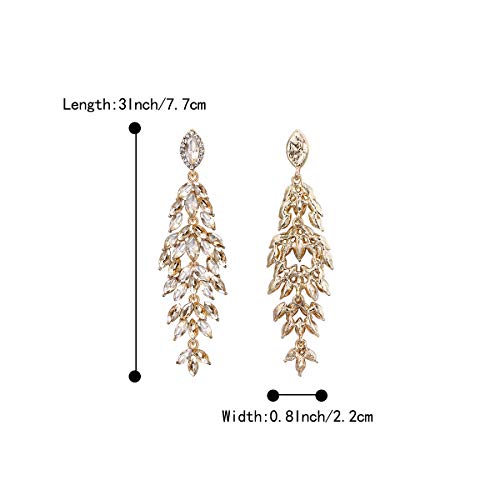 BriLove Women's Wedding Bridal Crystal Multi Marquise-Shape Leaf Cluster Chandelier Dangle Earrings4