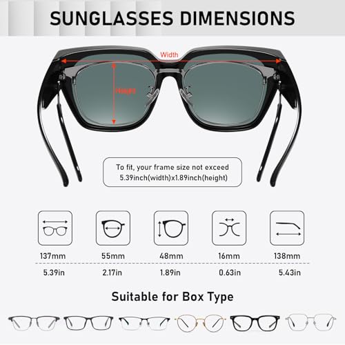 Image of HAOLOTA Polarized Fit Over Glasses Sunglasses for Women Men Trendy Square Wrap Around Shades UV Protection