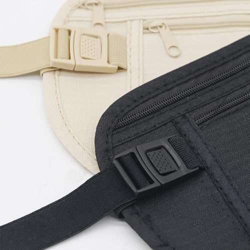 Image of Secure Travel Money Belt, Anti-Theft Passport Holder Travel Wallet for Men Women, adjustable Elastic Concealed Money Belt for Women Men Running Dog Walking (Black)