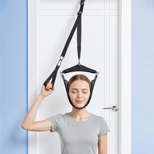 FrostyFlair Neck Stretcher Zervikalen Nackenstrecker & Wirbelsäulenstrecker Cervical Traction Device für Zuhause Atmungsaktiver Nackentrainer zur Linderung von Nackenschmerzen