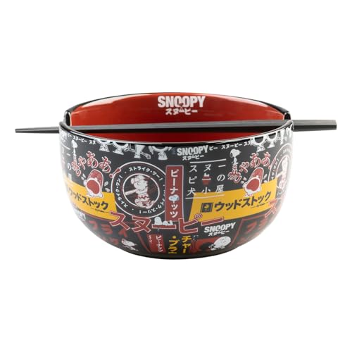 Grupo Erik Bol Ramen Japones Snoopy - Cuenco Ramen Japones 900 ml : Incluye Palillos Japoneses - Apto para Microondas y Lavavajillas | Bowl Cocina Comida Japonesa (16x9 cm), Producto Snoopy