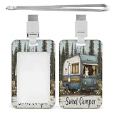 Estuche para porta credencial de identificación con cordón para aventuras en campamentos, con ventana para identificación y correa para el cuello, para oficina de licencias de conducir.