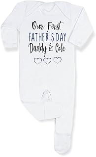 Personalised Fathers Day Outfit our first father's day Romper First Fathers day unisex sleepsuit CHOOSE COLOR!