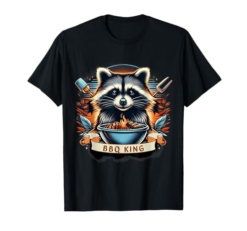 Funny Raccoon BBQ King Barbecue Lovers Raccoon Camiseta