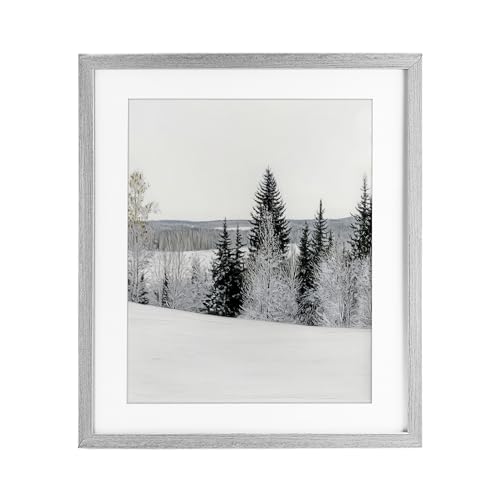 Paysage d'hiver enneigé Stupell Industries impression encadrée sous verre gris 33x40 cm
