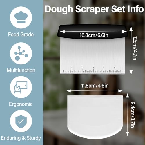 image for Ecavria Bench Scraper, Premium Stainless Steel Dough Scraper with 2 PC