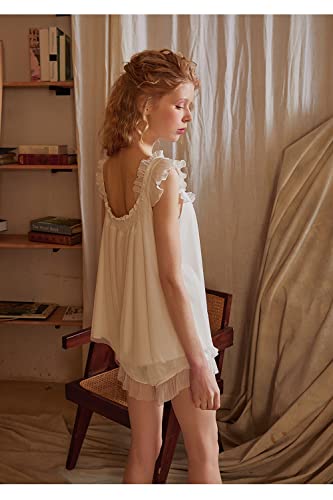 Women's Vintage 2 Pcs Sleepwear Bridal Pajamas Sets Victorian Nightwear Princess Chemises Nighties3