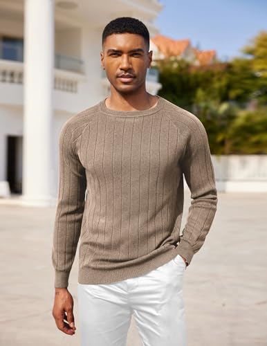 COOFANDY Men Dress Sweater Long Sleeve Crew Neck Sweater Slim Fit Business Casual Pullover Sweater2