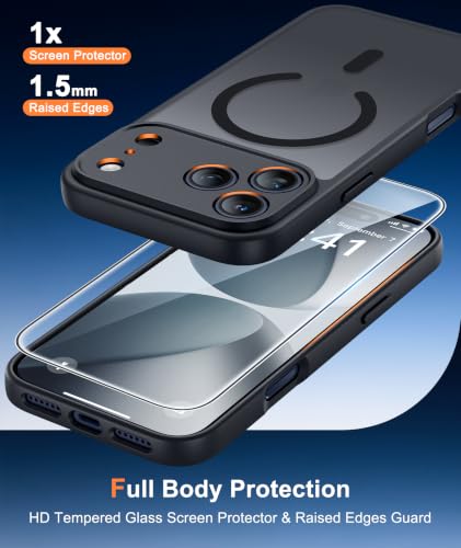 Image of FNTCASE for iPhone 17 Pro Case: Translucent Black Slim Cases Compatible with MagSafe, Full Camera Protection & Tempered Glass Protector, 14FT Military Grade Drop Tested, Matte Skin-Friendly Cover