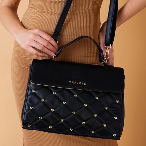 Image of Caprese Cheryl Satchel Bag, Large | Stylish Quilted Handbag for Women with Multiple Compartments & Adjustable & Detachable Sling Strap | Secure Zip Closure| Perfect for Casual & Daily Essentials