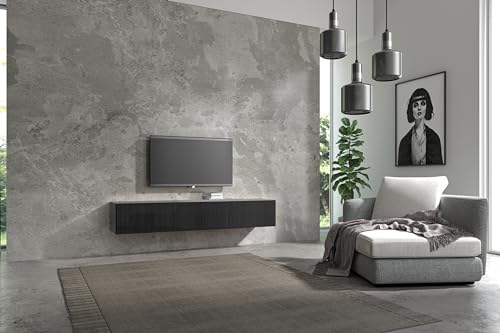 Wuun® TV Lowboard TV Board hängend I 100cm-280cm I Hängeschrank Wohnwand/Somero I Schwarz-Matt Lamellen I 180cm Wuun® TV Lowboard TV Board hängend I 100cm-280cm I Hängeschrank Wohnwand/Somero I Schwarz-Matt Lamellen I 180cm