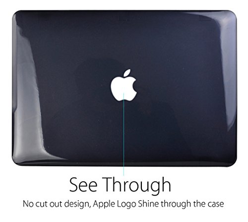 Ueswill Compatible With 2In1 Glossy Crystal Clear Hard Shell Case With Silicone Keyboard Cover For Macbook Pro 15 Inch With Cd-Rom (Non-Retina) (Model A1286)+ Microfibre Cleaning Cloth, Black #TOP2