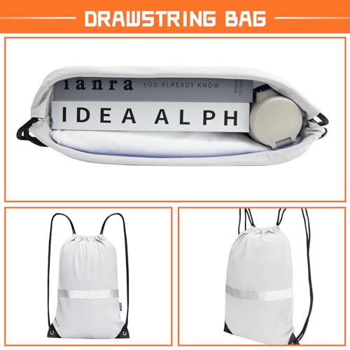 Image of AYKRM Customize White Drawstring Backpack Bag work Sackpack logo