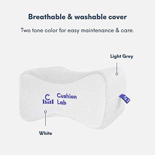 Cushion Lab Extra Dense Orthopedic Knee Pillow For Side Sleepers W/Hypoallergenic Cover - Firm Leg Support For Hip, Pregnancy, Sciatica, Joint, Spine, Back Pain Relief - Memory Foam Contour Wedge #TOP5